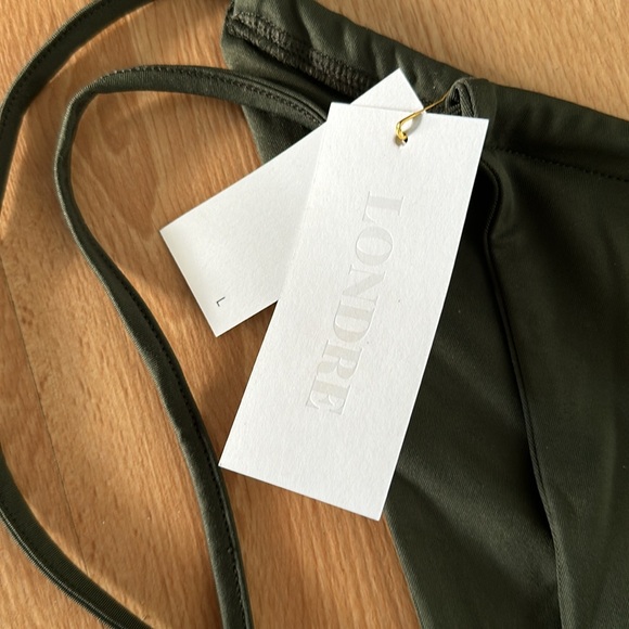 NWT Londre ruched drawstring bikini bottoms deep forest large - Picture 3 of 5